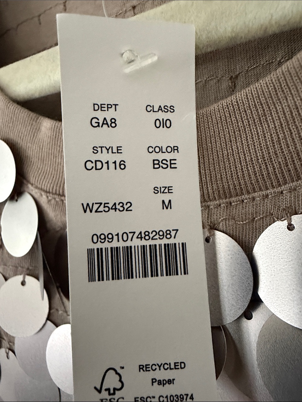 J. Crew Taupe Sequin Short Sleeve Tee - Picture 2 of 4
